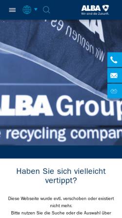 Vorschau der mobilen Webseite www.alba.info, ALBA Metall Süd GmbH Betrieb Germersheim