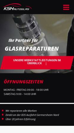 Vorschau der mobilen Webseite www.ksh-autoglas.de, Kfz-Werkstatt in Germersheim bei Karlsruhe – KSH