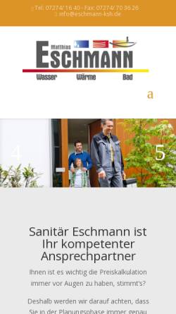 Vorschau der mobilen Webseite www.eschmann-ksh.de, Sanitär Eschmann