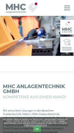 Vorschau der mobilen Webseite mhc-anlagentechnik.de, MHC Anlagentechnik GmbH