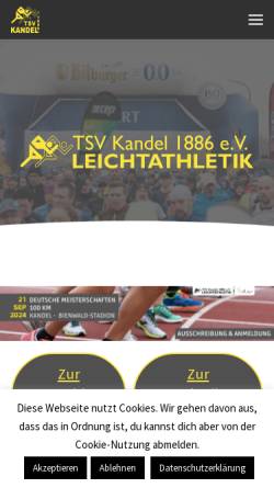 Vorschau der mobilen Webseite leichtathletik2.tsvkandel.de, TSV Kandel e.V.