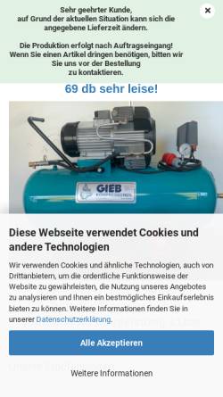 Vorschau der mobilen Webseite www.kompressoren-gieb.de, Gieb Kompressoren GmbH