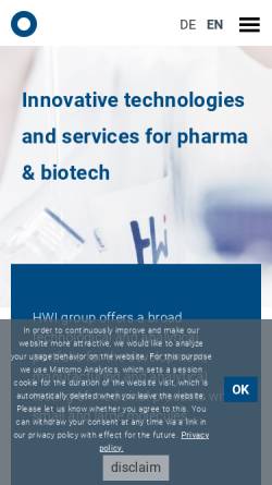 Vorschau der mobilen Webseite www.hwi-pharma-solutions.com, HWI ANALYTIK GmbH