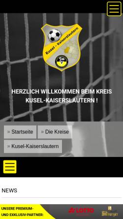 Vorschau der mobilen Webseite www.swfv-kusel-kaiserslautern.de, Südwestdeutscher Fußballverband Kreis Kusel-Kaiserslautern