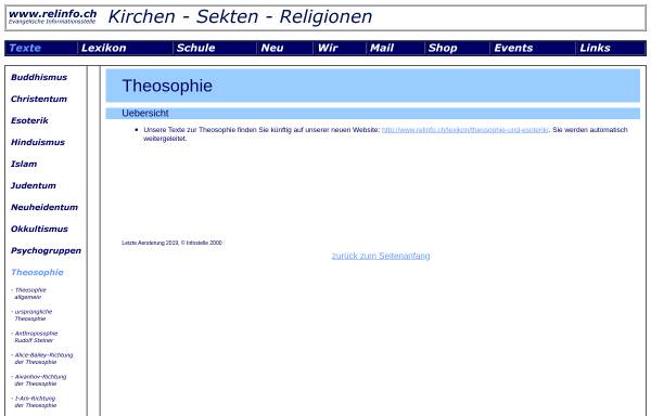 Kirchen - Sekten - Religionen / Texte über Theosophie