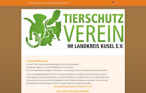 Vorschau von tierschutz-kusel.de, Tierschutz im Landkreis Kusel e.V