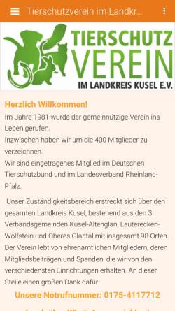 Vorschau der mobilen Webseite tierschutz-kusel.de, Tierschutz im Landkreis Kusel e.V