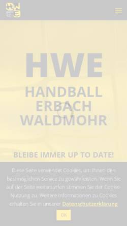 Vorschau der mobilen Webseite www.hwe-handball.de, Handballspielgemeinschaft aus HSV 1989 Waldmohr e.V. & SSV Homburg-Erbach Abteilung Handball und TV Homburg