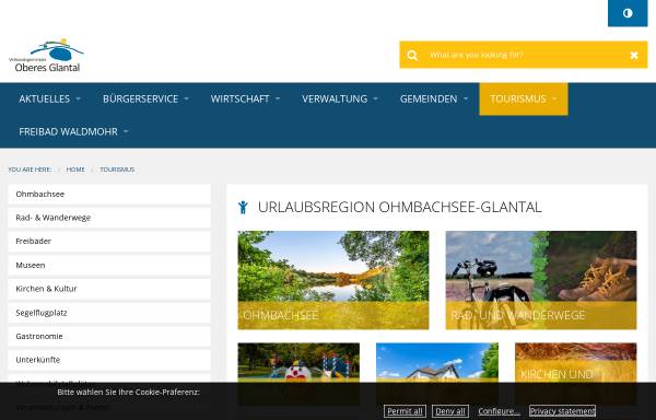 Vorschau von www.ohmbachsee-glantal.de, Urlaubsregion Ohmbachsee - Glantal