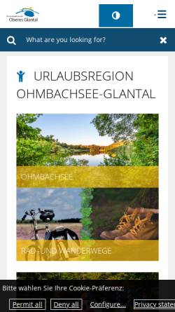 Vorschau der mobilen Webseite www.ohmbachsee-glantal.de, Urlaubsregion Ohmbachsee - Glantal