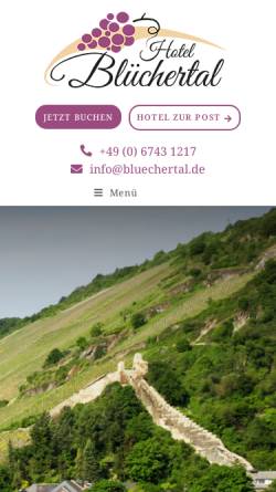Vorschau der mobilen Webseite www.hotel-bacharach.de, Weinhotel Blüchertal