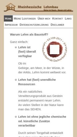 Vorschau der mobilen Webseite rheinhessische-lehmbau.de, Rheinhessische Lehmbau Inh. Karl-Heinz Hubel