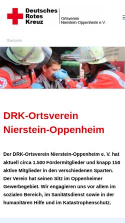 Vorschau der mobilen Webseite www.drk-nierstein-oppenheim.de, DRK-Ortsverein der Verbandsgemeinde Nierstein-Oppenheim e.V.