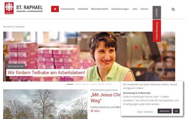 Vorschau von www.st-raphael-cab.de, St. Raphael Caritas Alten- und Behindertenhilfe GmbH