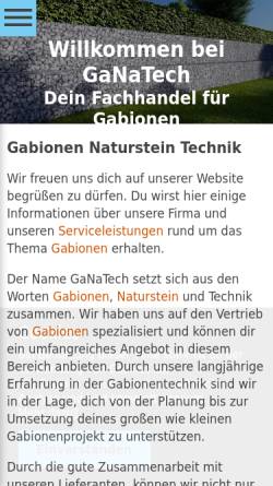 Vorschau der mobilen Webseite www.ganatech.de, GaNaTech GmbH - Gabionen Naturstein Technik