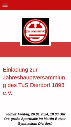 Vorschau der mobilen Webseite tus-dierdorf-1893-e-v-schwimmabteilung.de, Schwimmabteilung des TuS Dierdorf