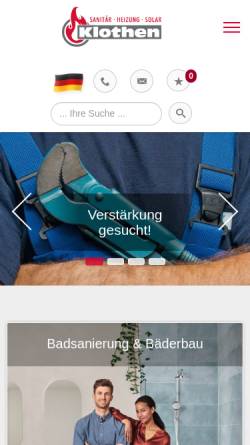 Vorschau der mobilen Webseite www.klothen.de, Klothen Haustechnik