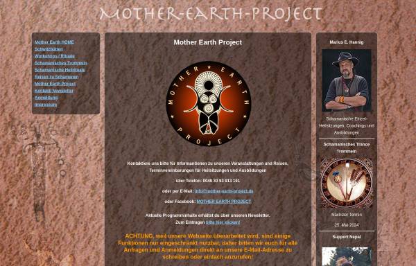 Vorschau von www.mother-earth-project.com, Mother-Earth-Project - Lebendiges angewandtes Schamanentum