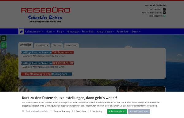 Vorschau von www.reisebueroschneider-badems.de, Reisebüro Schneider Reisen