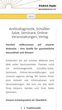 Vorschau der mobilen Webseite antlitzdiagnose-schuessler-salze.de, Friedrich Depke Naturheilzentrum e.K.