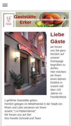 Vorschau der mobilen Webseite www.gaststaette-erker.de, Gaststätte Erker
