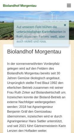 Vorschau der mobilen Webseite www.biolandhof-morgentau.de, Biolandhof Morgentau - Fred Blaul