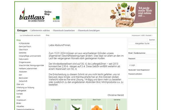 Vorschau von blattlaus.abo-kiste.com, Naturkost blattlaus Inhaber Karl-Ernst Wingerter