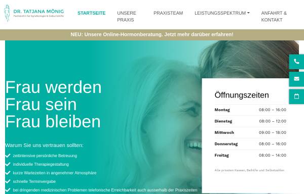 Vorschau von www.frauenaerztin-moenig.de, Privatärztliche Frauenarztpraxis Dr. Tatjana Mönig