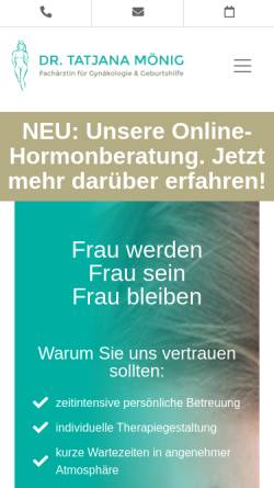 Vorschau der mobilen Webseite www.frauenaerztin-moenig.de, Privatärztliche Frauenarztpraxis Dr. Tatjana Mönig