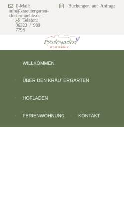 Vorschau der mobilen Webseite www.kraeutergarten-klostermuehle.de, Kräutergarten Klostermühle