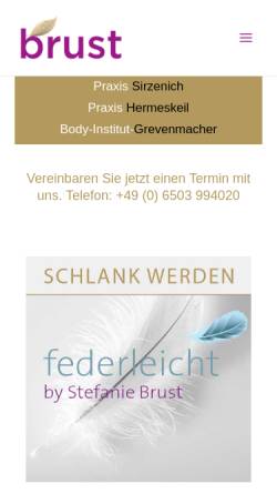 Vorschau der mobilen Webseite praxis-brust.de, Naturheilkunde & Hypnosepraxis Brust Hermeskeil