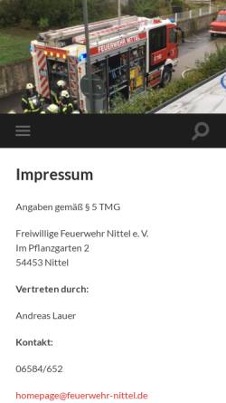 Vorschau der mobilen Webseite www.feuerwehr-nittel.de, Feuerwehr Nittel