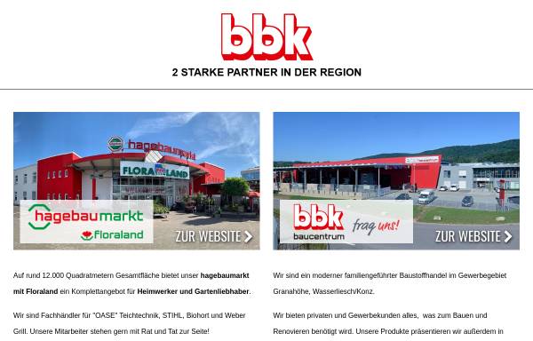 Vorschau von www.bbk-hagebaumarkt.de, bbk Baubedarf Konz GmbH & Co. KG