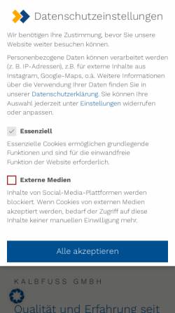 Vorschau der mobilen Webseite kalbfuss-gmbh.de, Kalbfuss GmbH