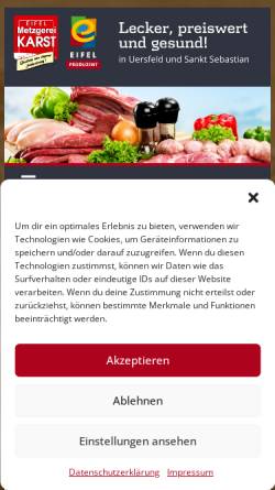 Vorschau der mobilen Webseite www.eifelmetzgerei-karst.de, Eifelmetzgerei Karst