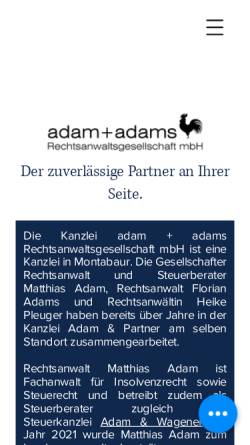 Vorschau der mobilen Webseite www.adam-partner.com, Kanzlei Adam & Partner