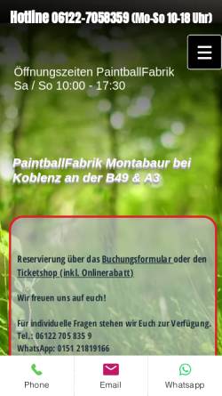 Vorschau der mobilen Webseite www.paintballfabrik.de, Paintballfabrik
