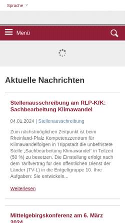 Vorschau der mobilen Webseite www.kwis-rlp.de, Klimawandelinformationssystem Rheinland-Pfalz (kwis-rlp)