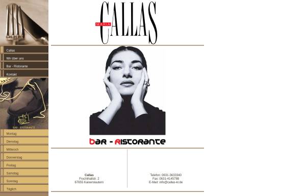 Vorschau von www.callas-kl.de, Bar - Ristorante Callas