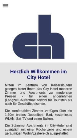 Vorschau der mobilen Webseite www.cityhotel-kl.de, City Hotel Kaiserslautern