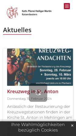 Vorschau der mobilen Webseite heiliger-martin-kaiserslautern.de, Katholische Pfarrei Heiliger Martin Kaiserslautern