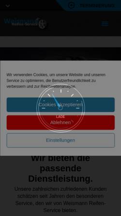 Vorschau der mobilen Webseite www.weismann-reifenservice.de, Weismann Reifen-Service