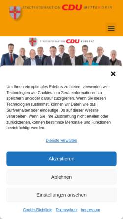 Vorschau der mobilen Webseite cdufraktion-koblenz.de, CDU Stadtratsfraktion Koblenz