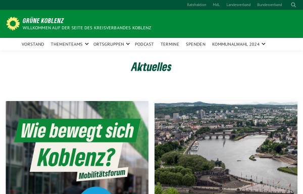 Vorschau von gruene-koblenz.de, Grüner Kreisverband Koblenz