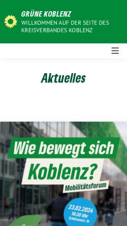 Vorschau der mobilen Webseite gruene-koblenz.de, Grüner Kreisverband Koblenz