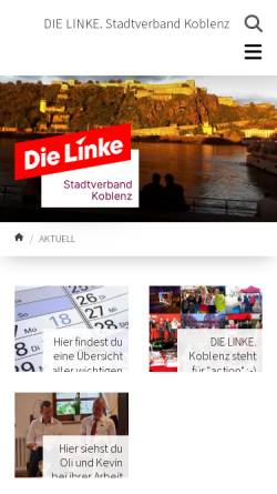 Vorschau der mobilen Webseite www.die-linke-ko.de, DIE LINKE - Kreisverband Koblenz