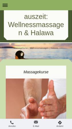Vorschau der mobilen Webseite www.menten-koblenz.de, Auszeit: Wellnessmassagen und Halawa