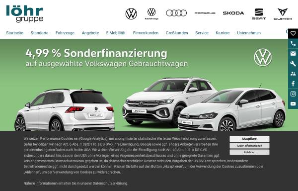 Vorschau von loehrgruppe.de, Volkswagen Zentrum Koblenz