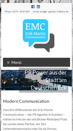 Vorschau der mobilen Webseite pr-agentur-koblenz.de, Erik Martin Communication - PR Agentur Koblenz