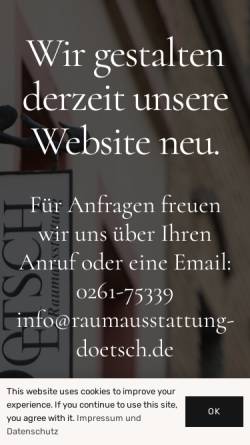 Vorschau der mobilen Webseite gardinen-koblenz.de, Raumausstattung Joachim Doetsch